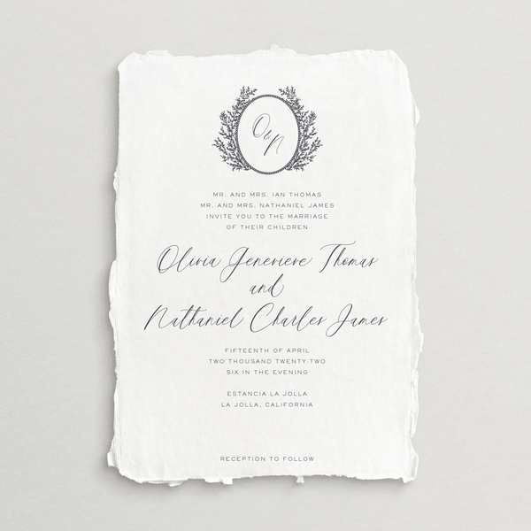 Handmade Invitation Card/Envelope - Siena Collection (Choice of Monogram)