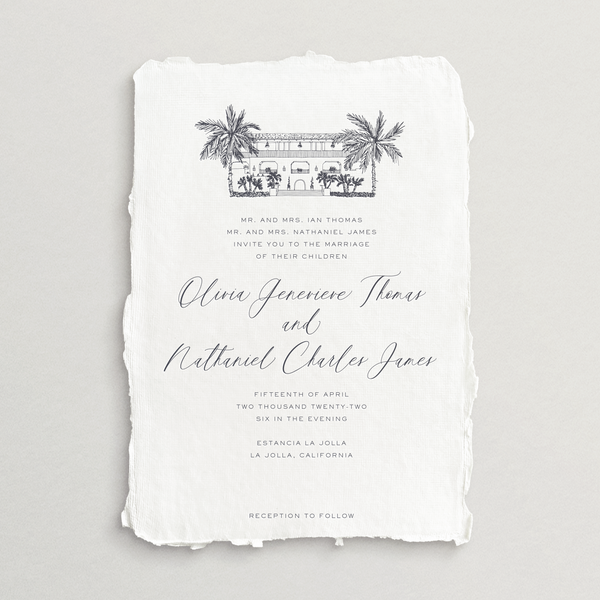 Handmade Invitation Card/Envelope - Custom Venue Illustration