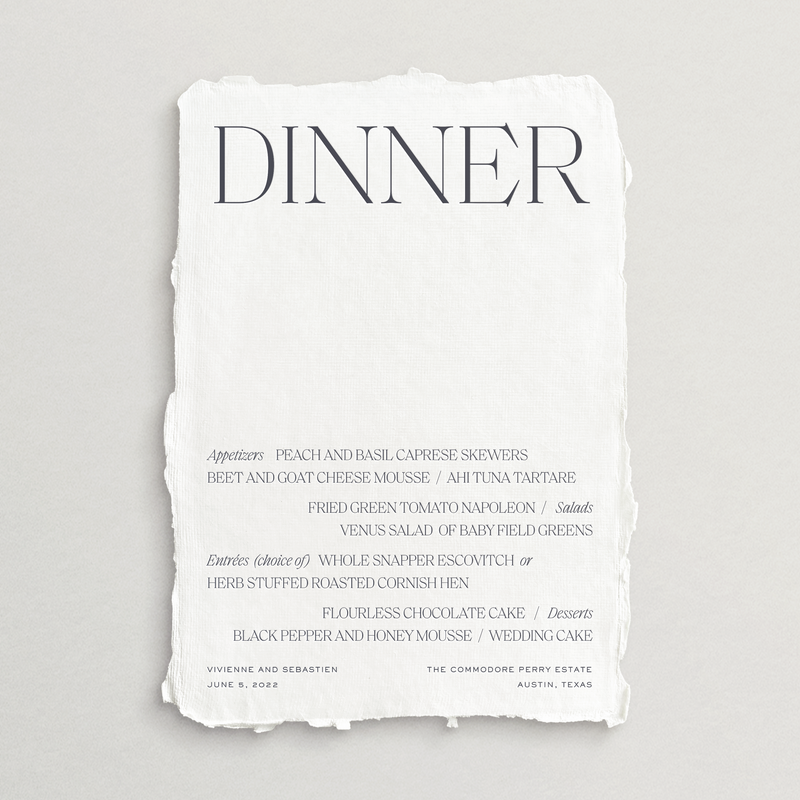 Handmade Menu Card - Lucca Collection