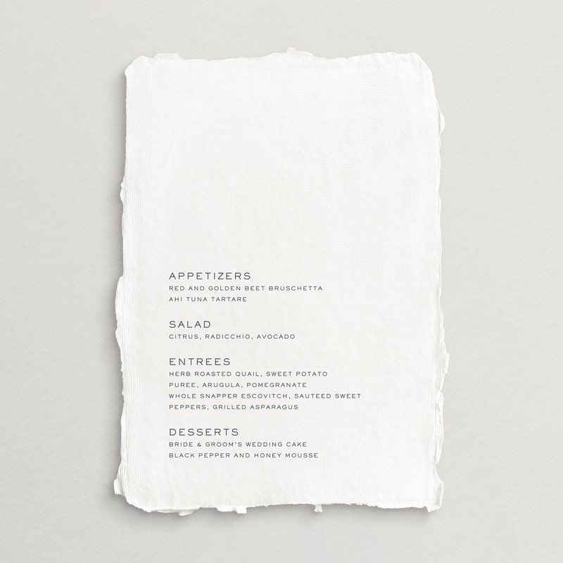 Handmade Menu Card