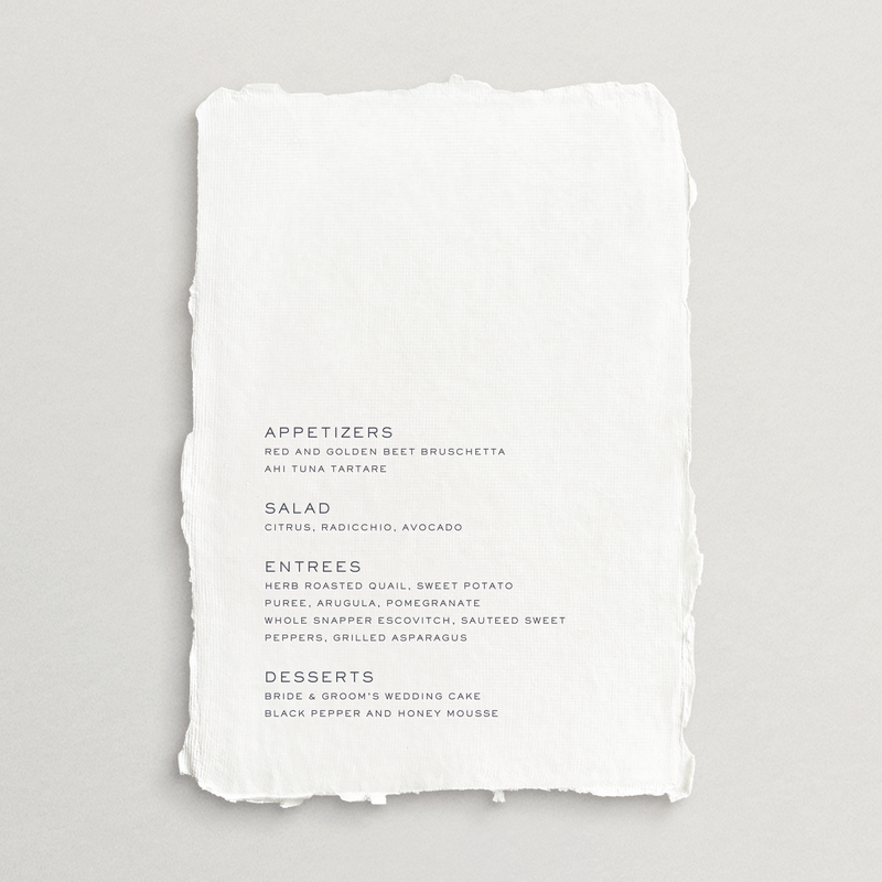 Handmade Menu Card - Modena Collection