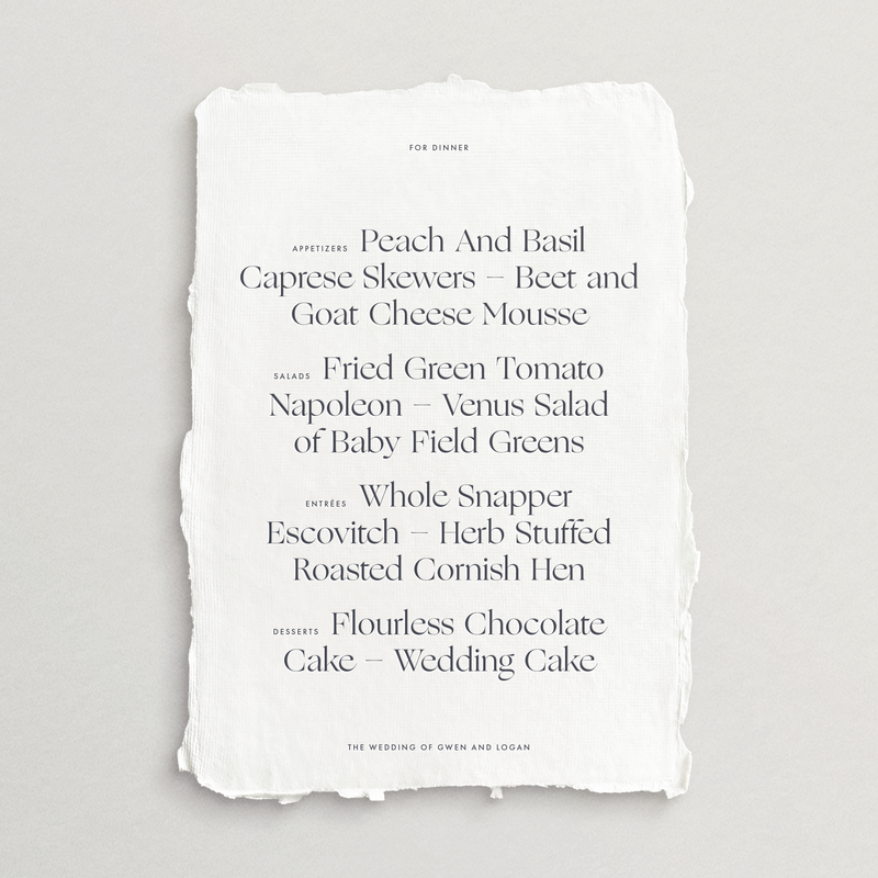 Handmade Menu Card - Capri Collection