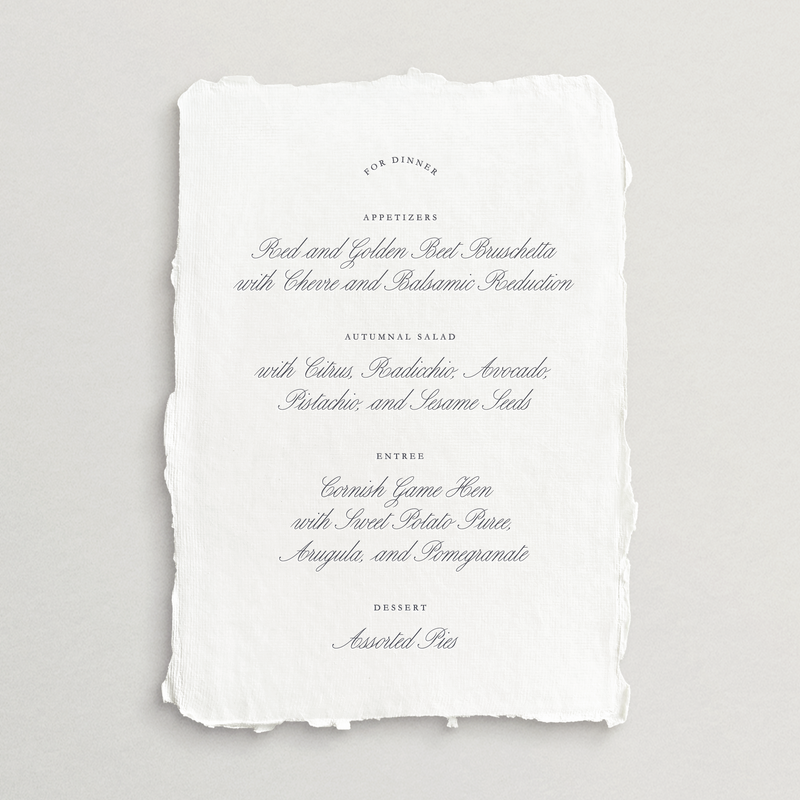 Handmade Menu Card - Roma Collection