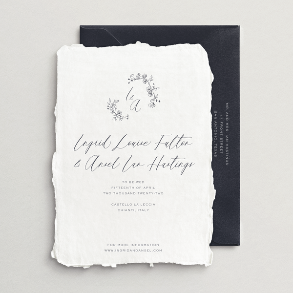 Handmade Save-the-Date Card/Envelope - Choice of Monogram