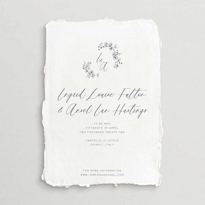Handmade Save-the-Date Card/Envelope - Choice of Monogram