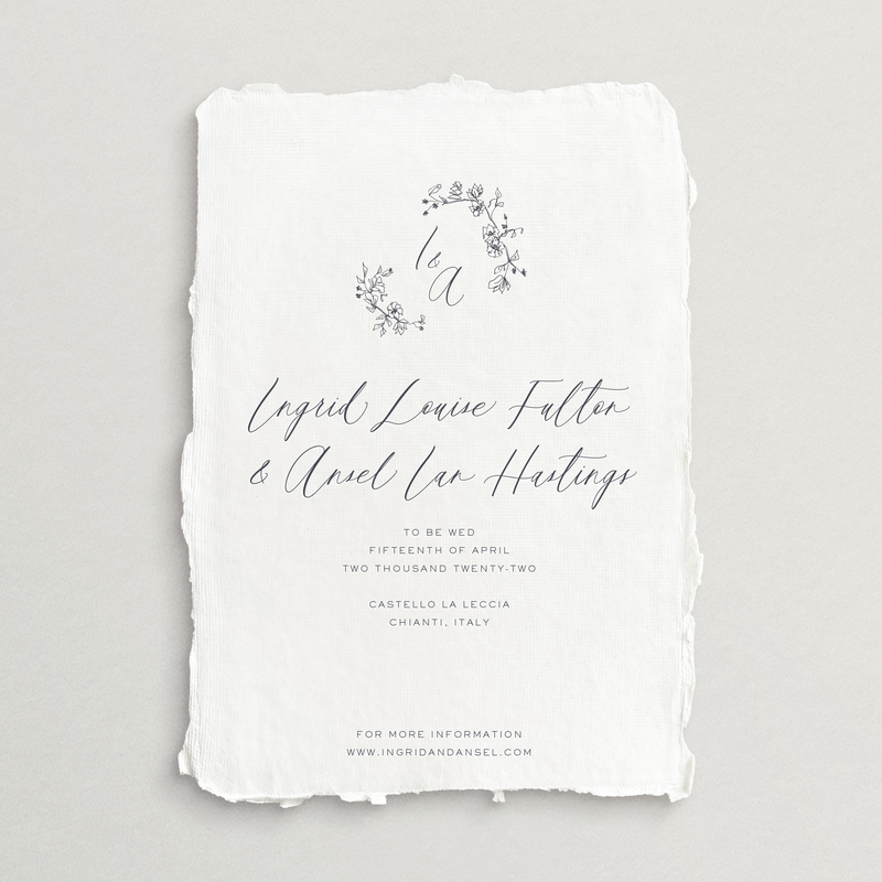 Handmade Save-the-Date Card/Envelope - Siena Collection (Choice of Monogram)