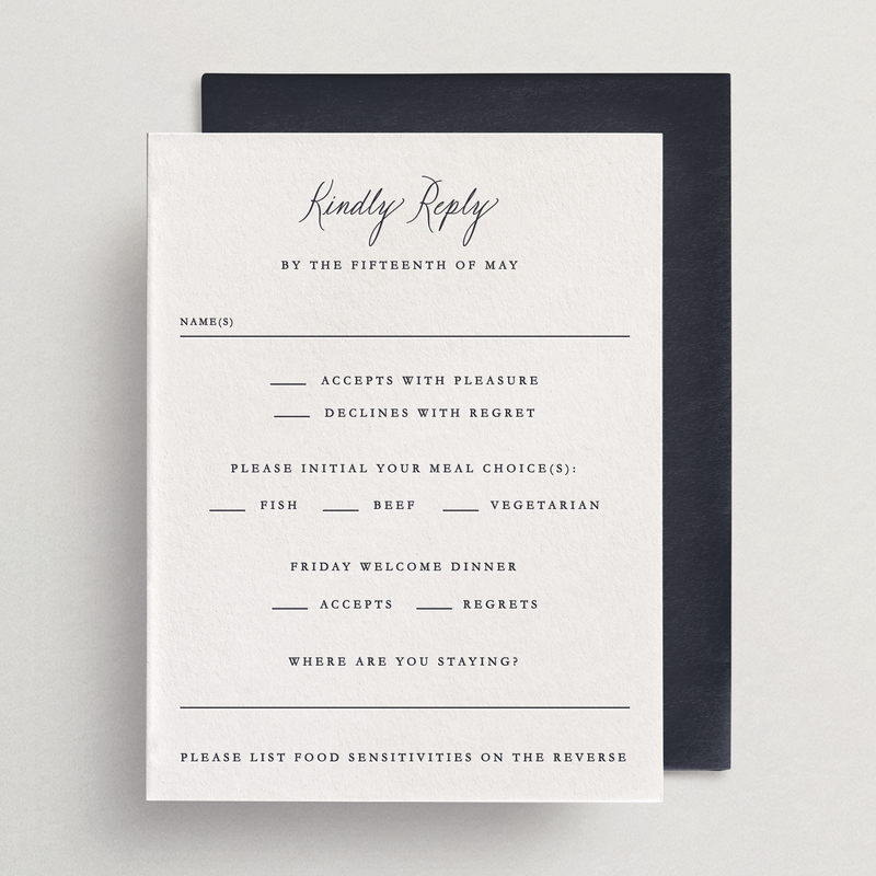 Detailed Response Card/Envelope (With Meals/Events) - Noto Collection