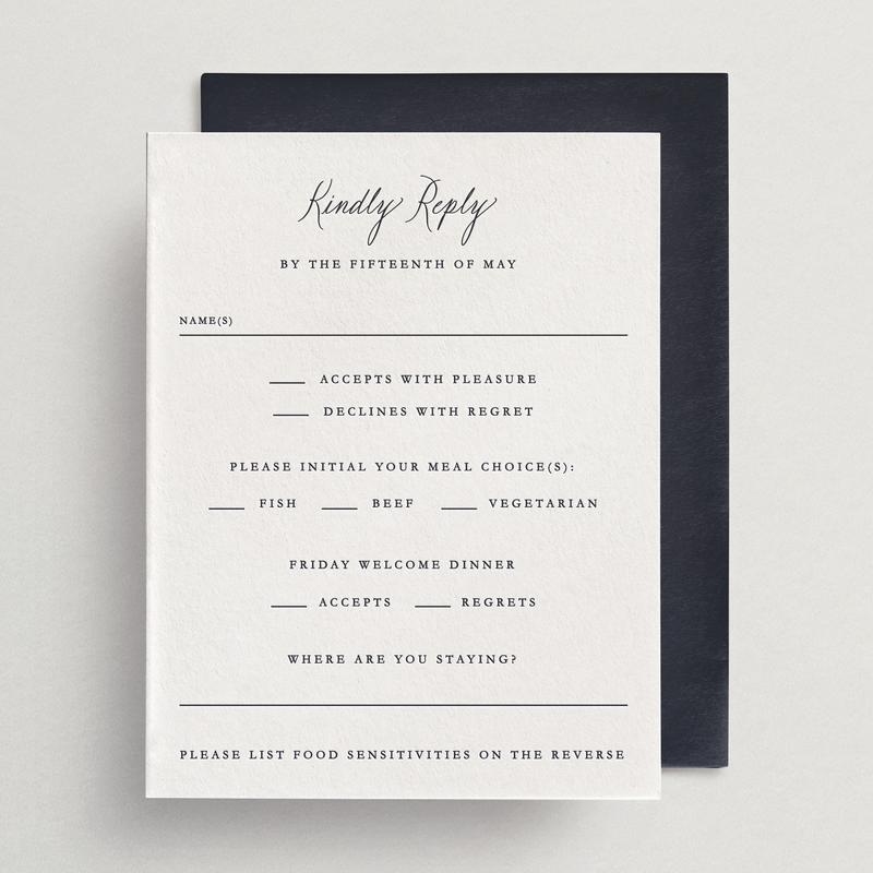 Detailed Response Card/Envelope (With Meals/Events)