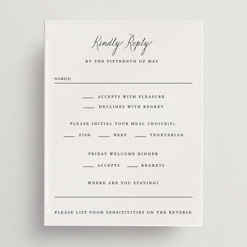 Detailed Response Card/Envelope (With Meals/Events)