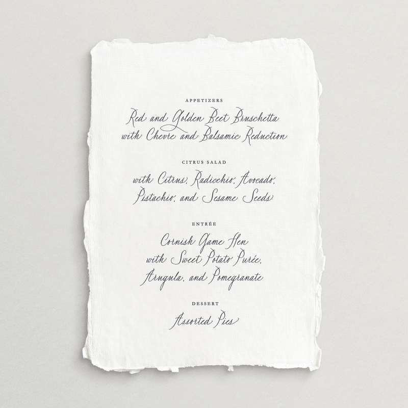 Handmade Menu Card - Noto Collection