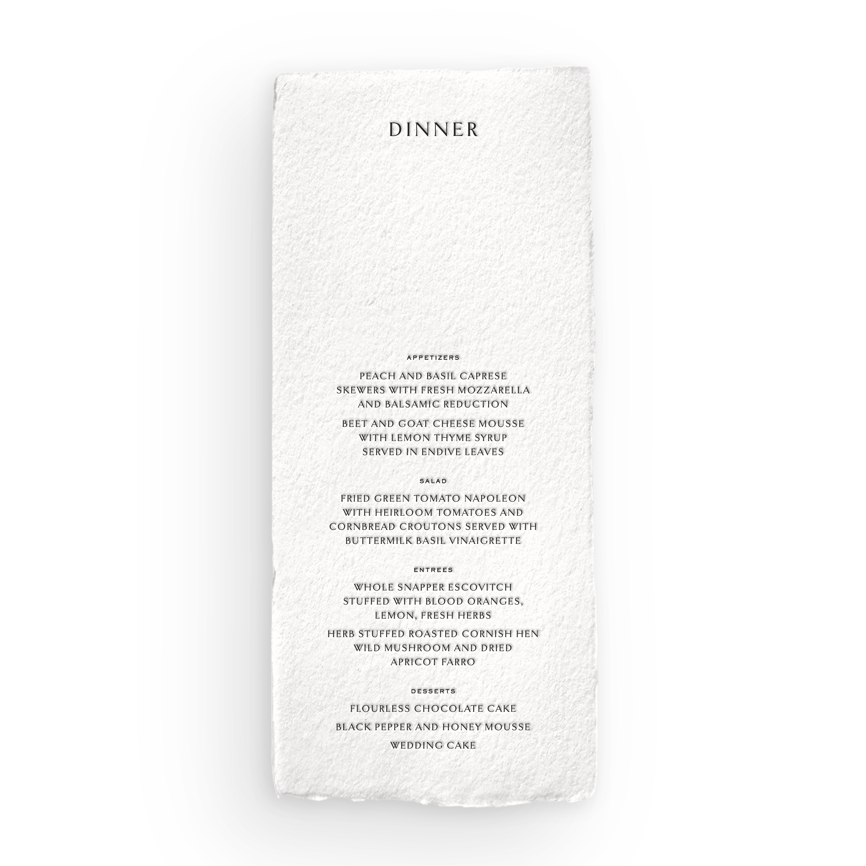 Handmade Menu Card