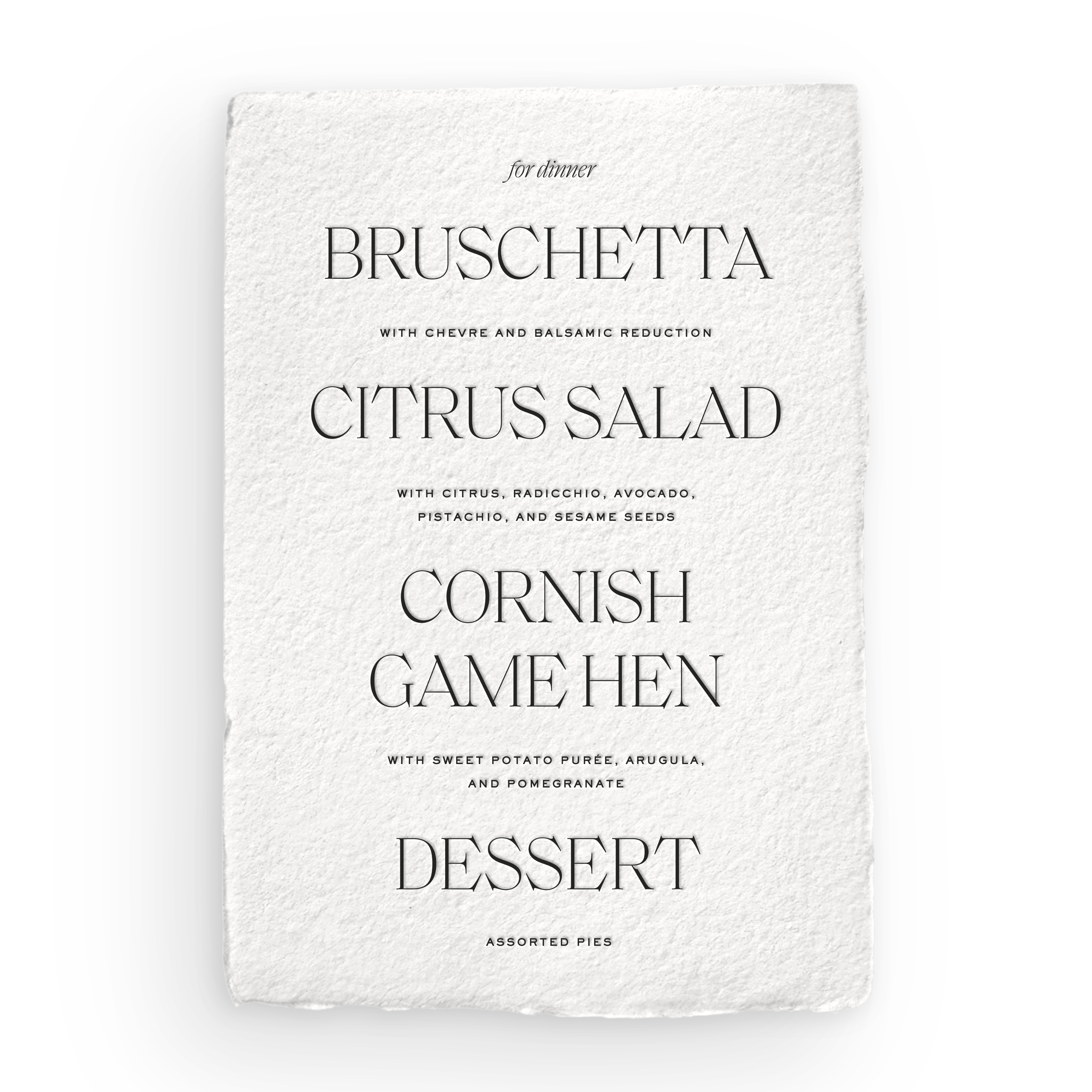 Handmade Menu Card