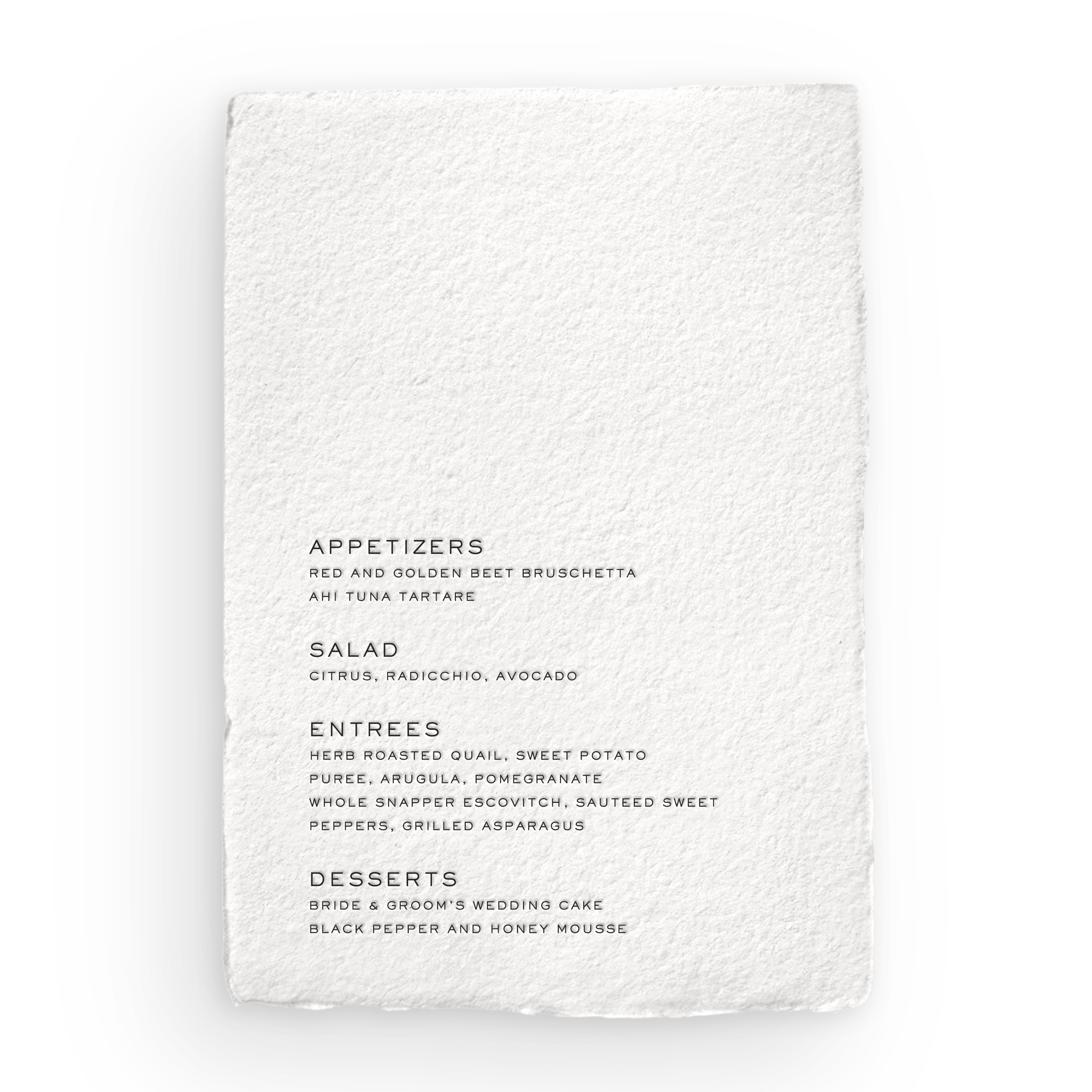 Handmade Menu Card