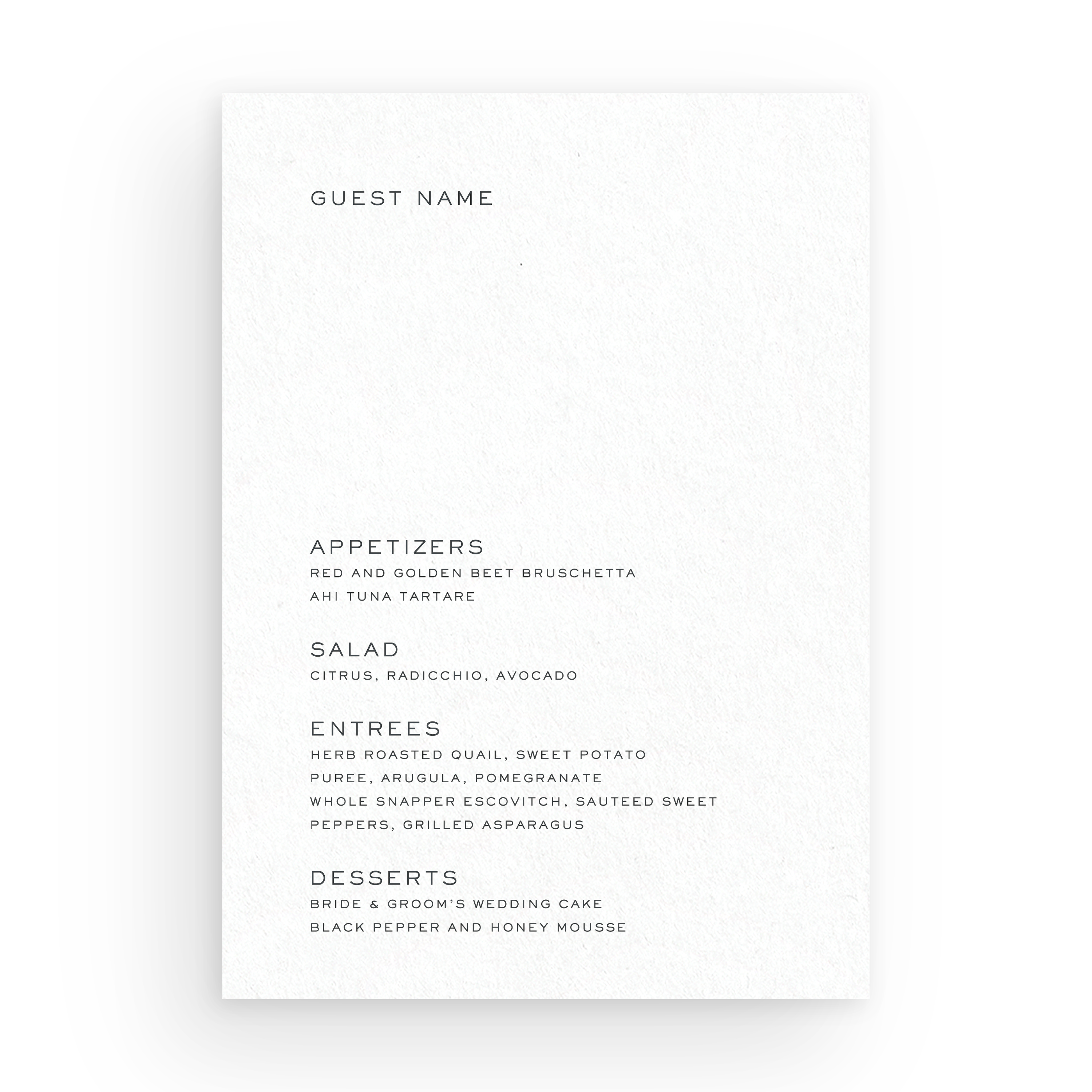 Menu Card (Personalized) - Choose Your Colors