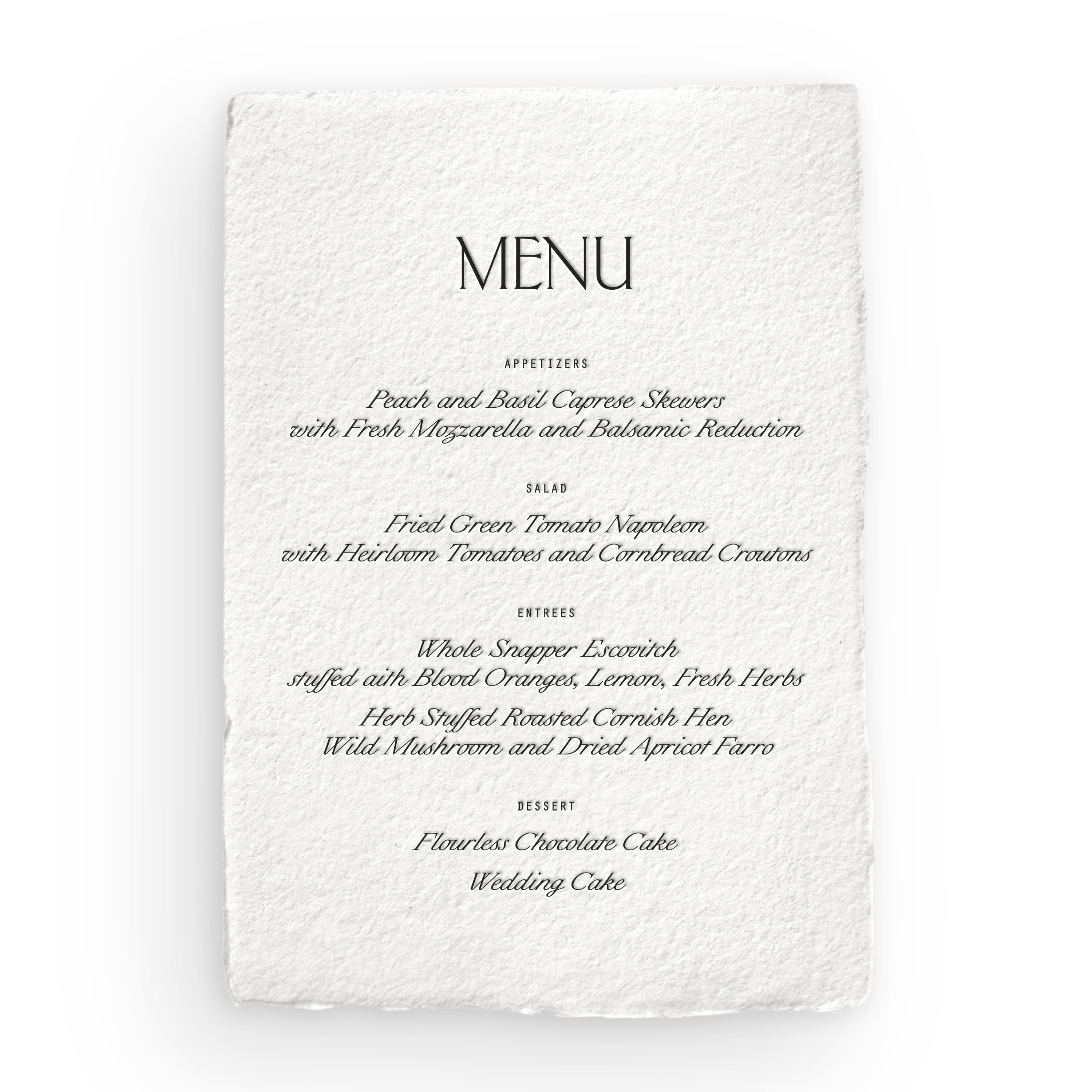 Handmade Menu Card