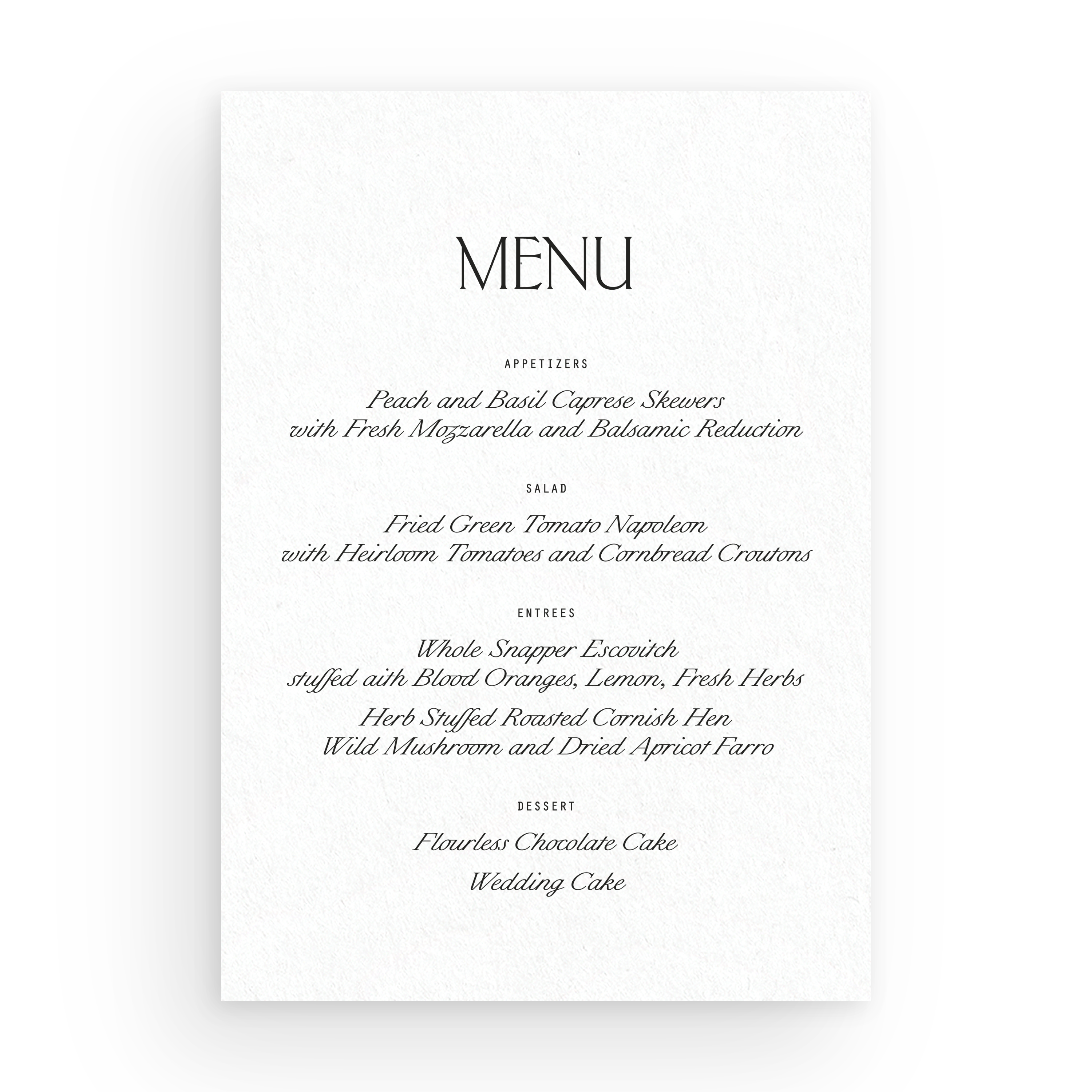 Menu Card - Choose Your Colors