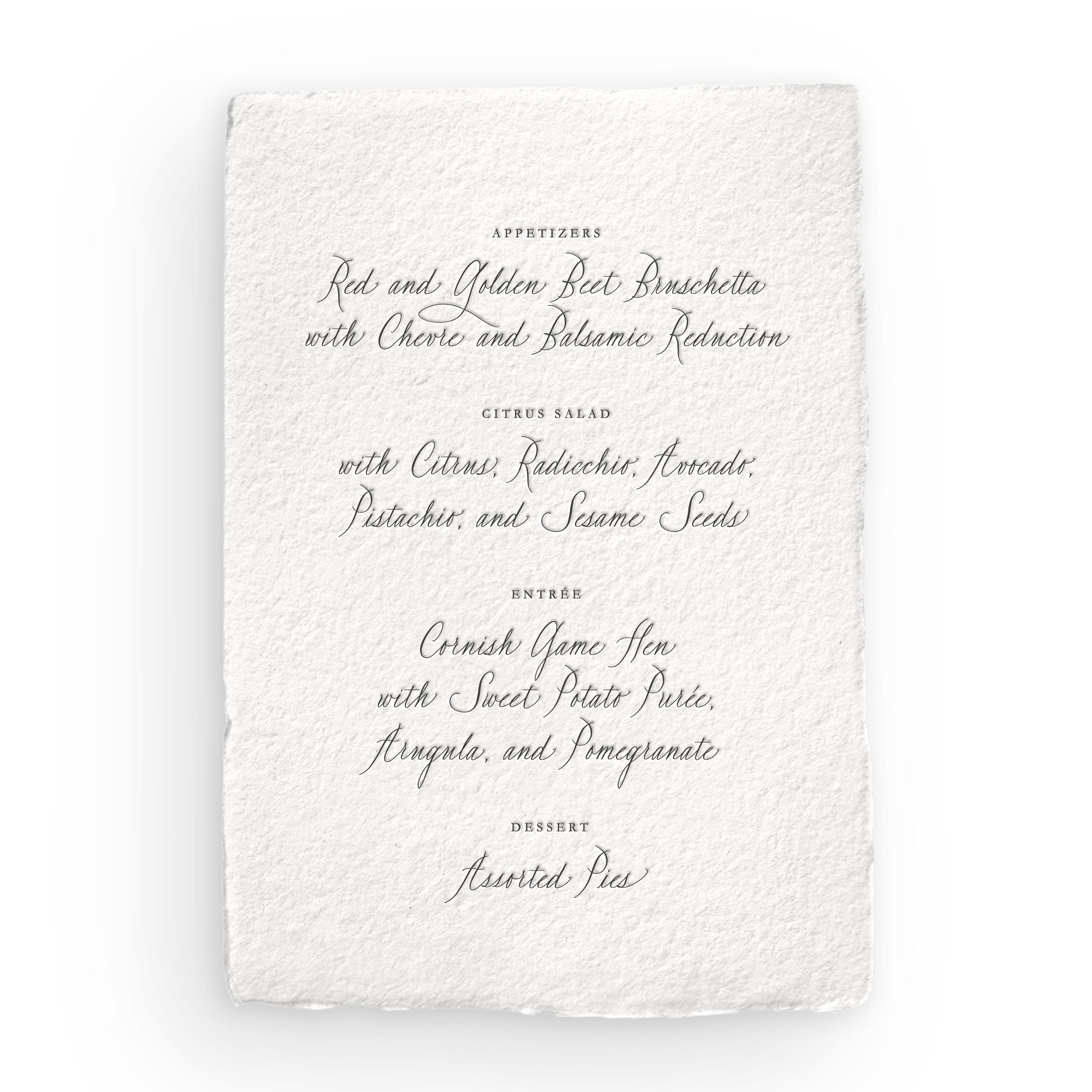 Handmade Menu Card