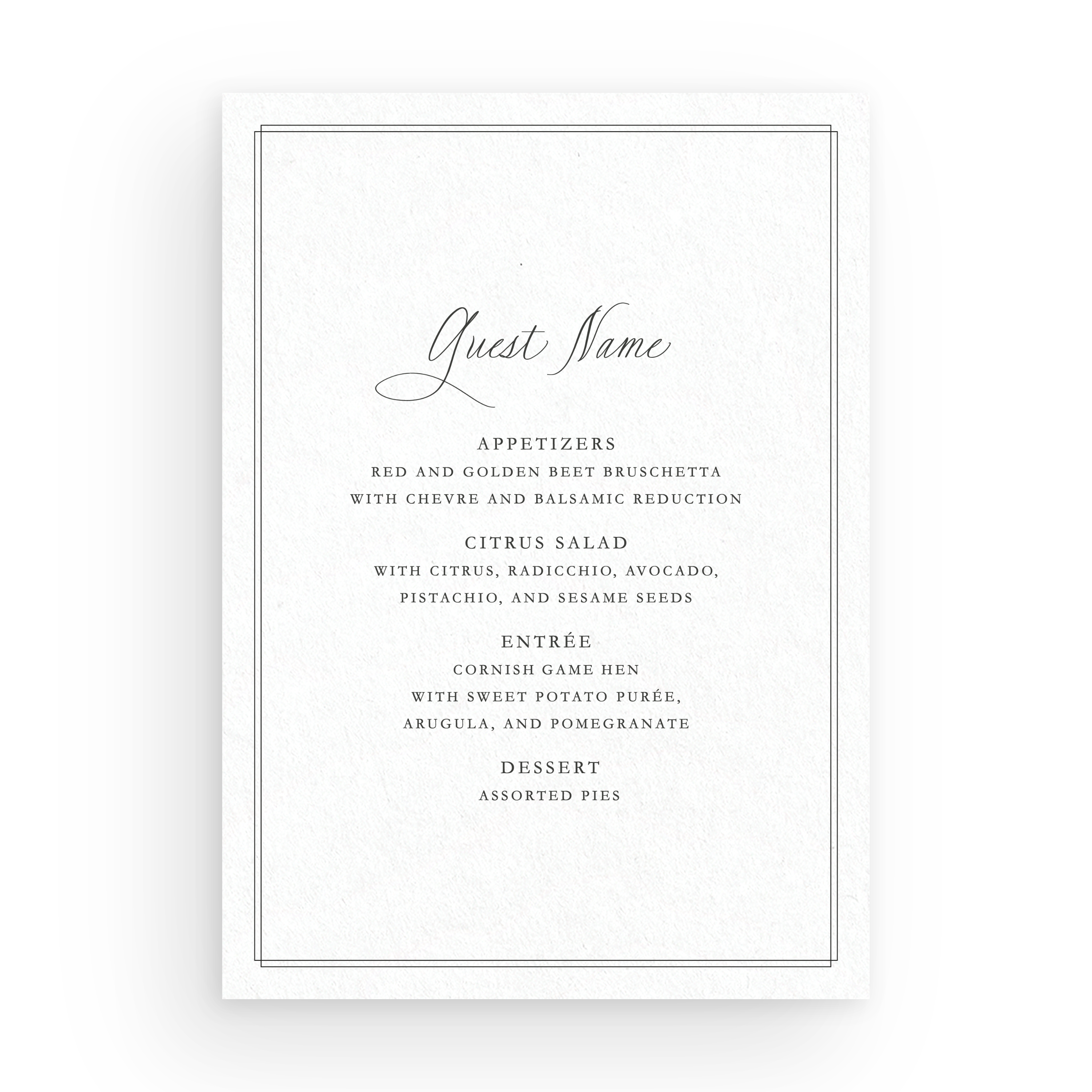 Menu Card (Personalized) - Choose Your Colors