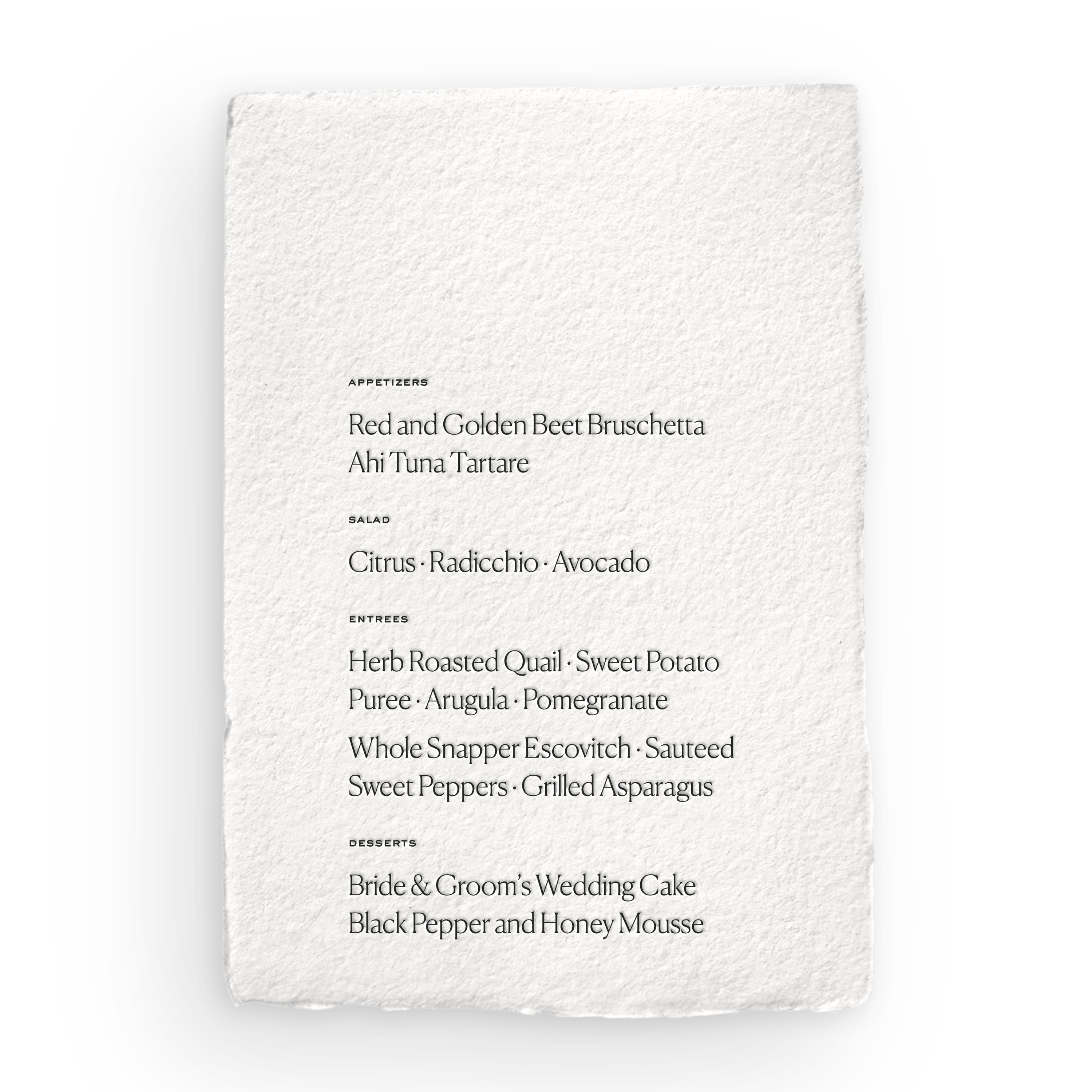 Handmade Menu Card