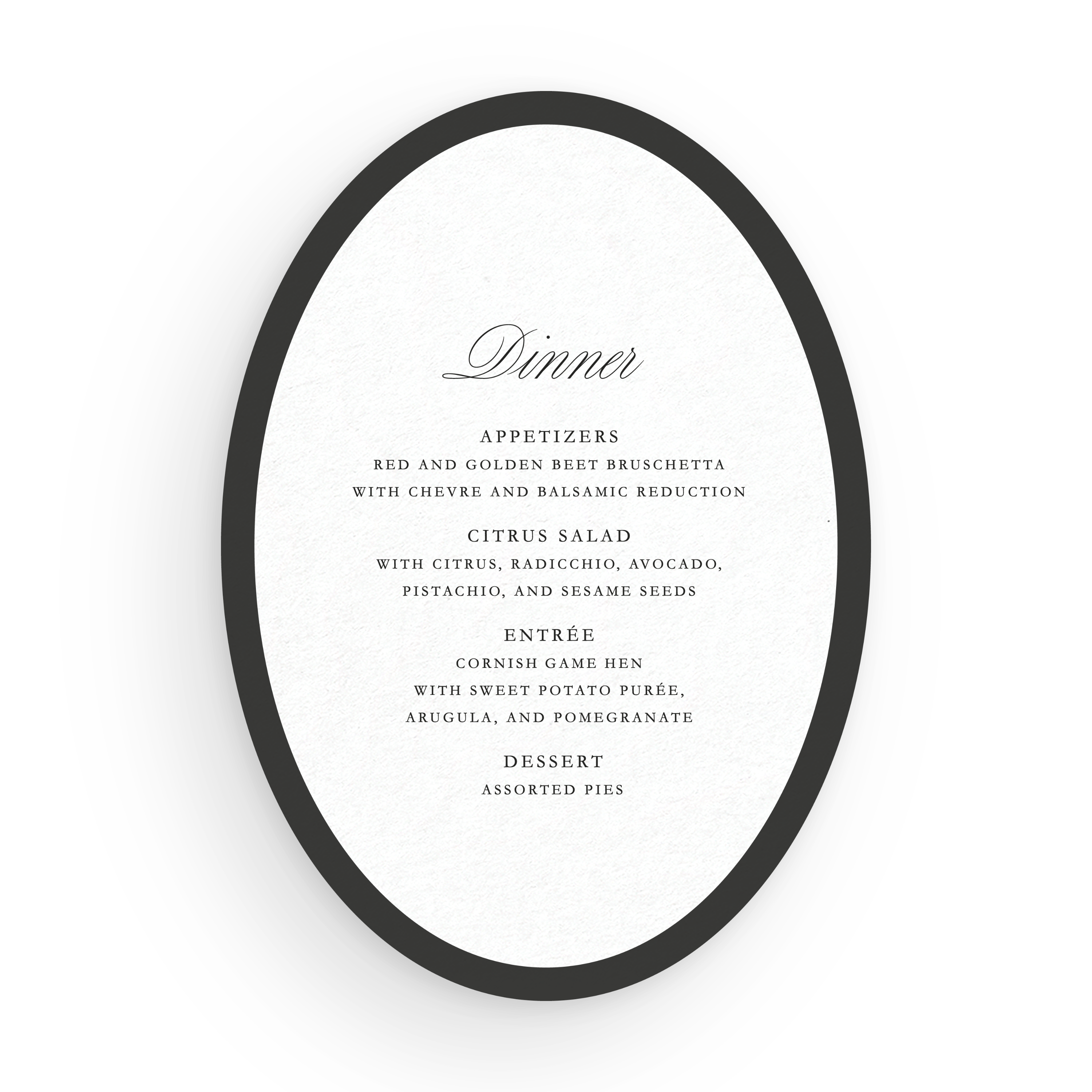 Oval Menu Card