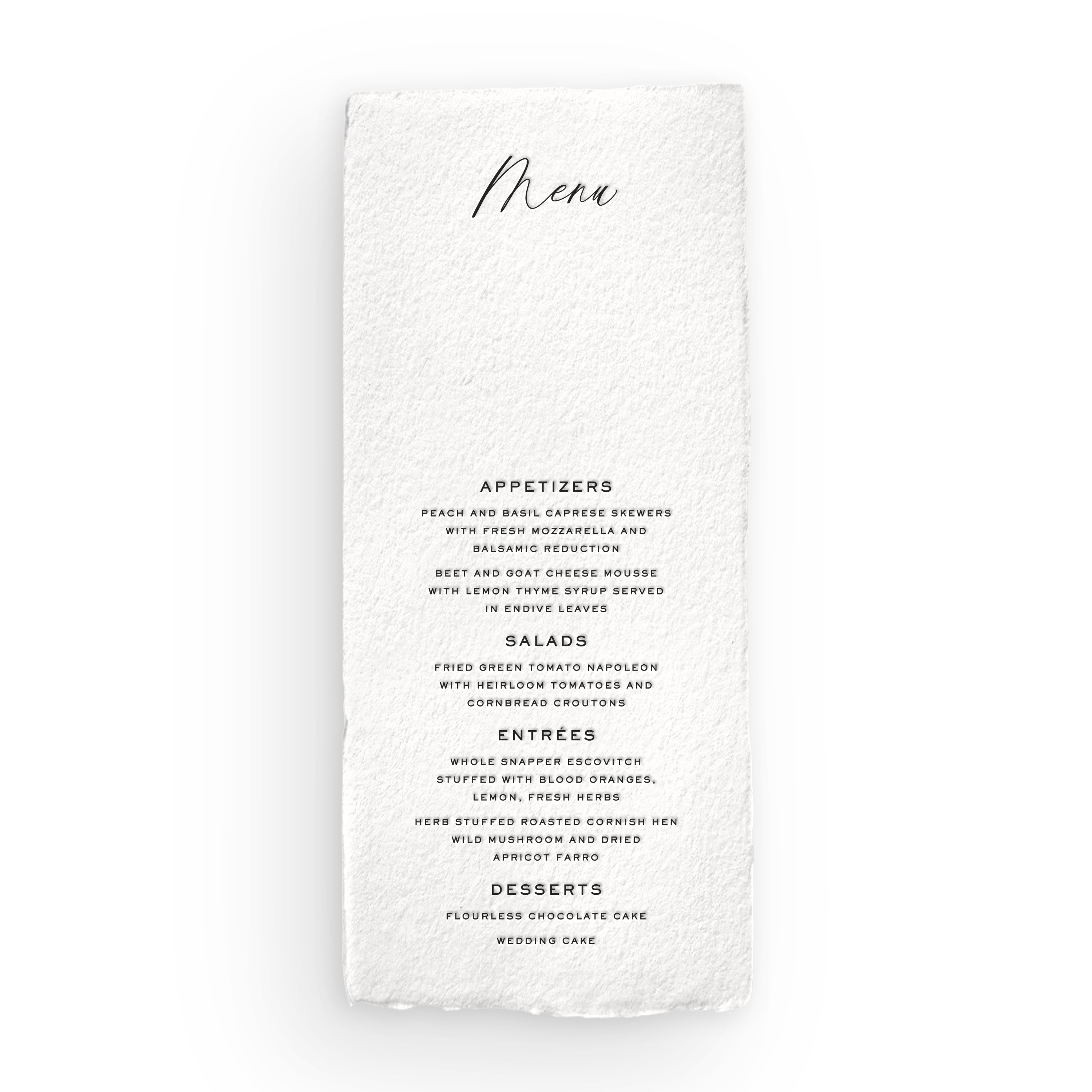 Handmade Menu Card