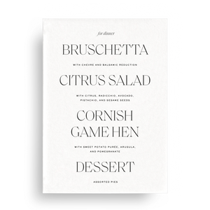 Menu Card - Select Your Colors