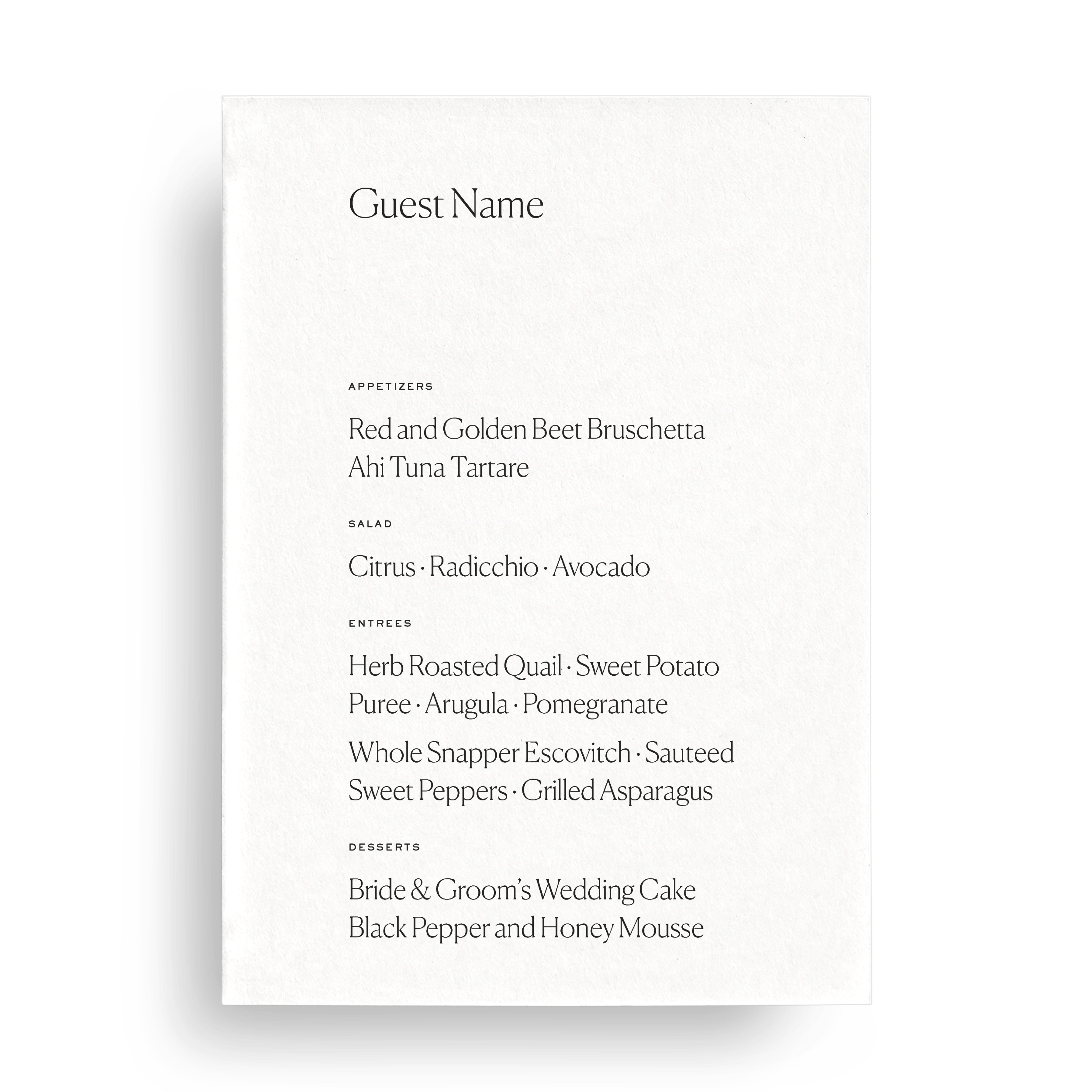 Menu Card (Personalized) - Choose Your Colors