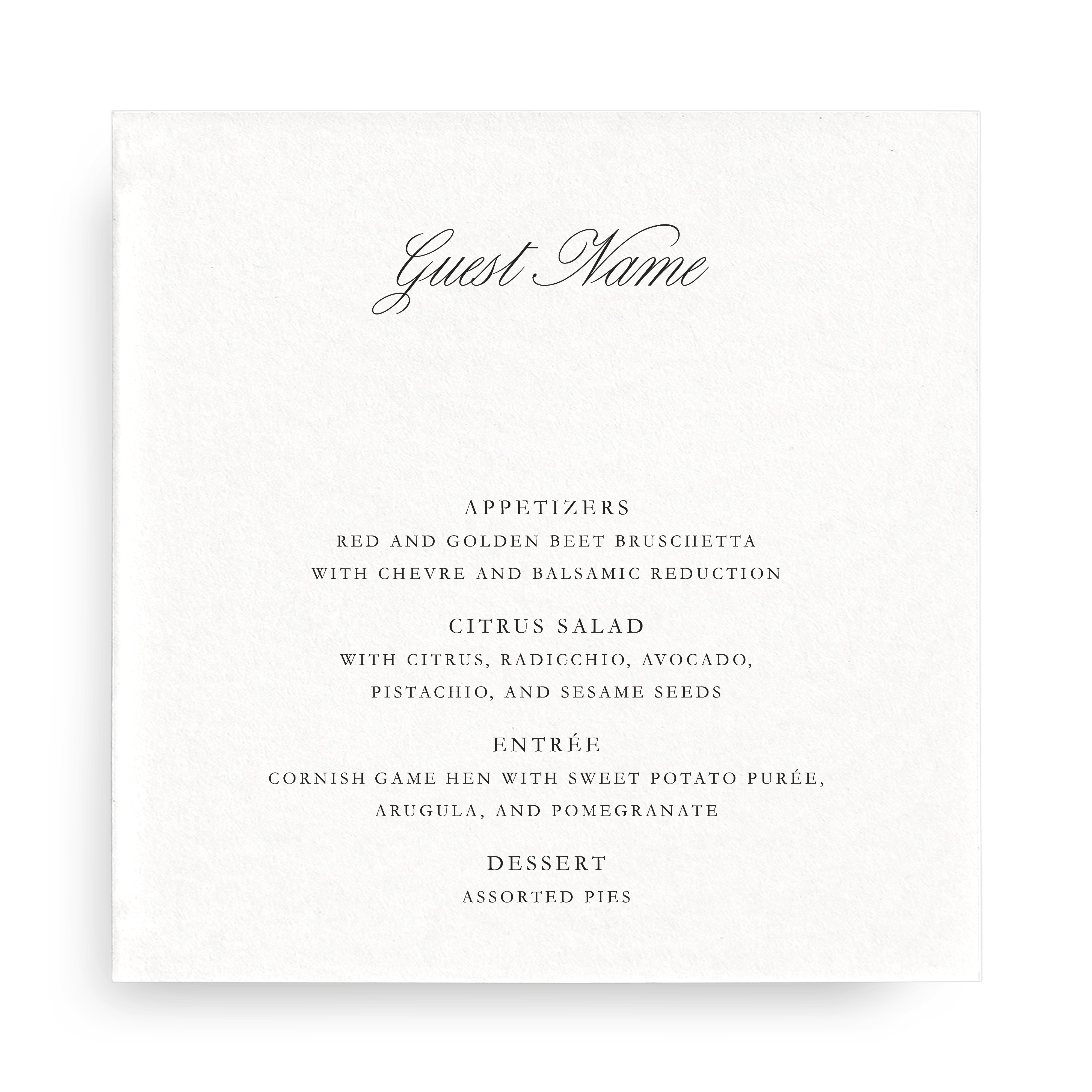 Menu Card (Personalized) - Choose Your Colors
