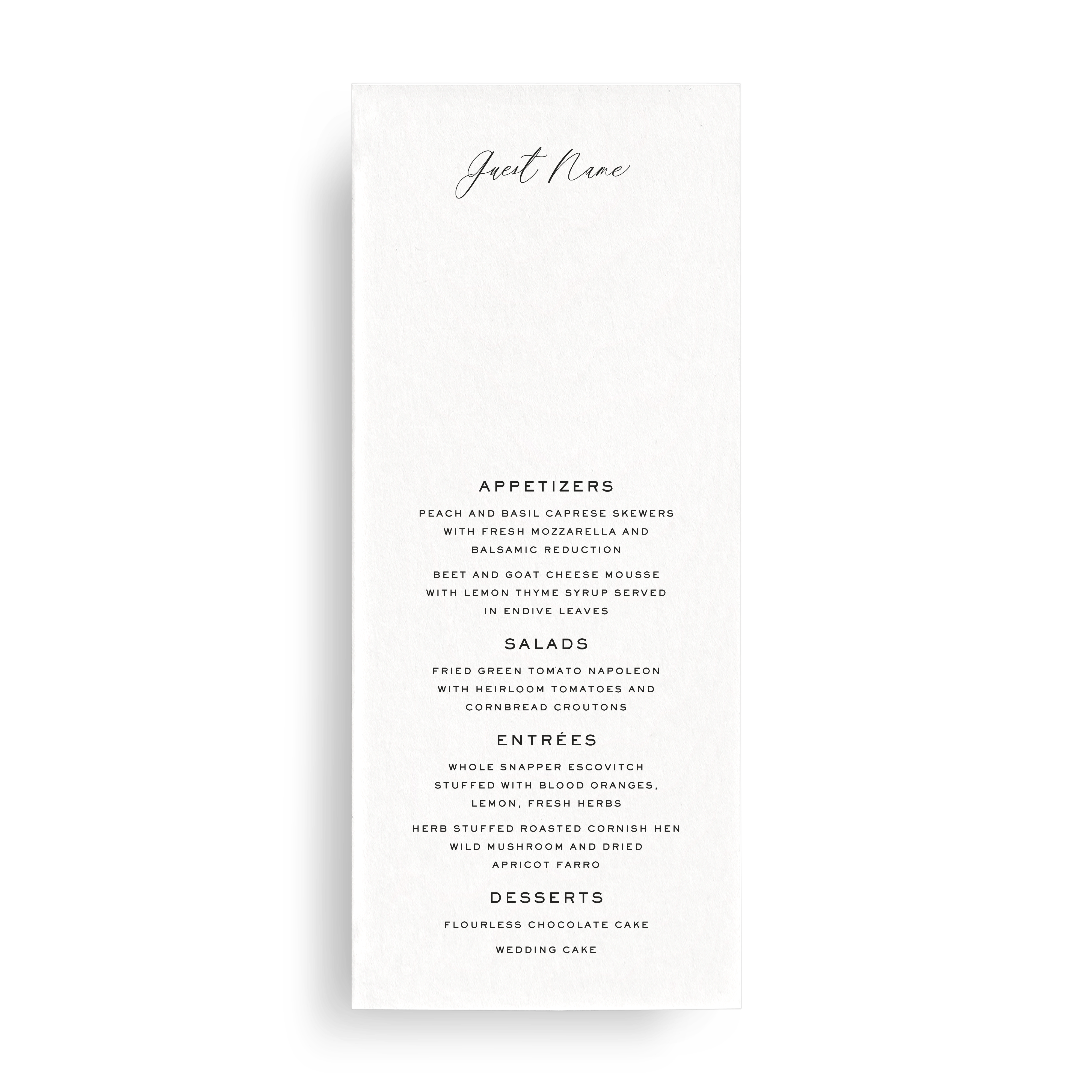 Menu Card (Personalized) - Choose Your Colors