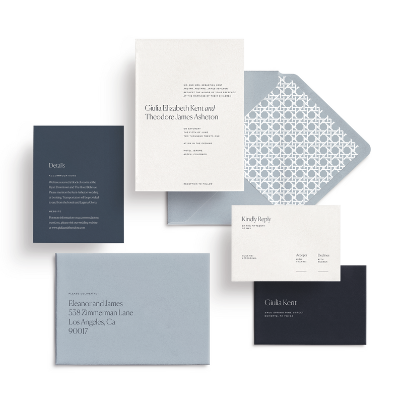 Curated 3 or 5-Piece Invitation Suite Set (Palermo Collection - Deep Blues)