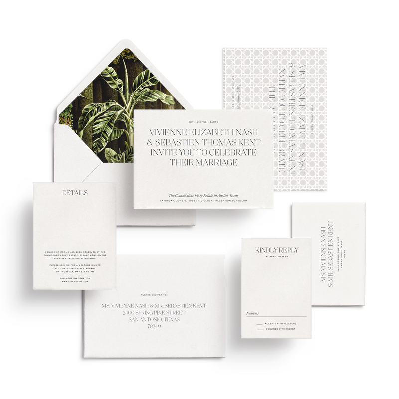 Curated 3 or 5-Piece Invitation Suite Set (Lucca Collection - White)