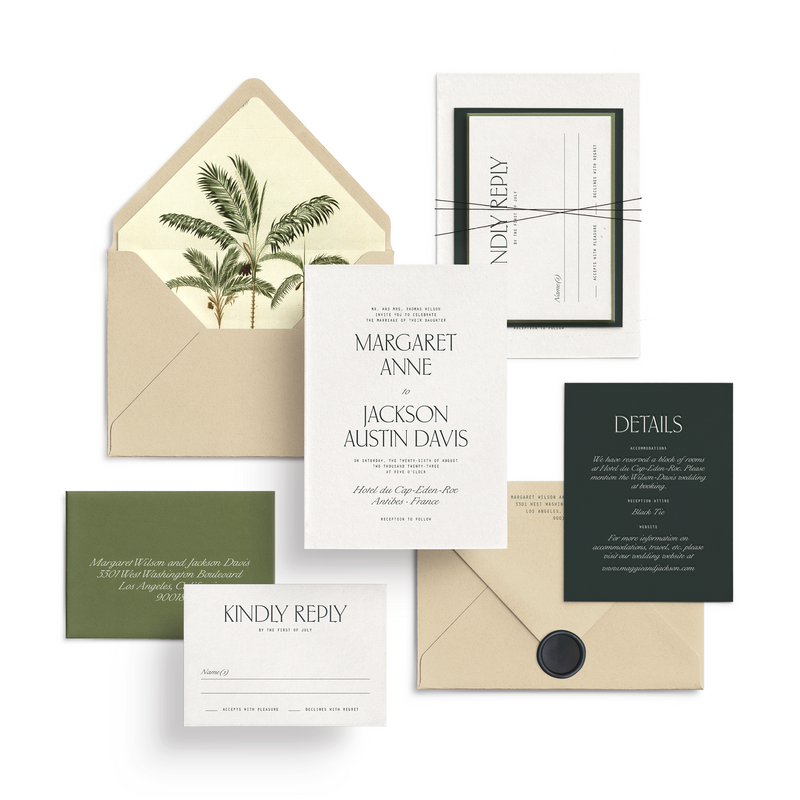 Curated 3 or 5-Piece Invitation Suite Set (Napoli Collection - Garden Palms)