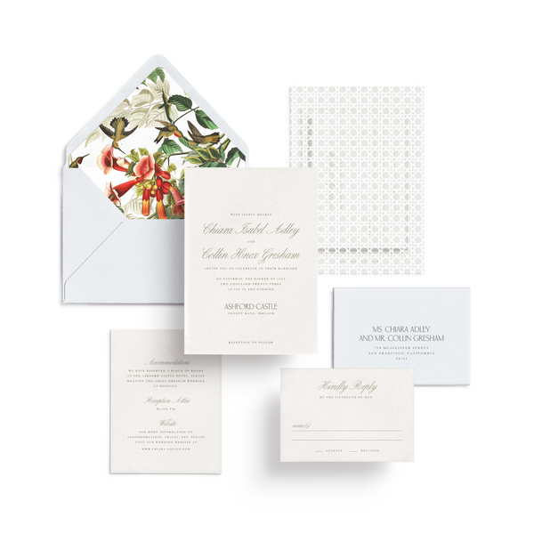 Curated 3 or 5-Piece Invitation Suite Set (Roma Collection - Hummingbirds)