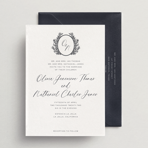 Invitation Card/Envelope - Choice of Monogram