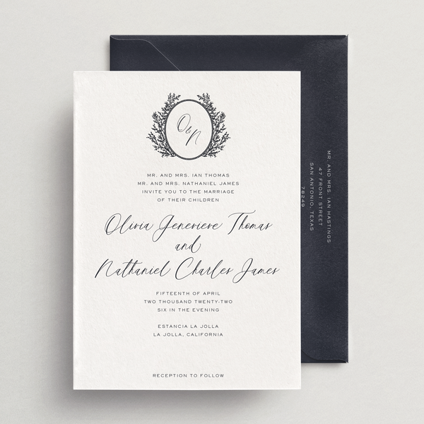 Invitation Card/Envelope - Siena Collection (Choice of Monogram)