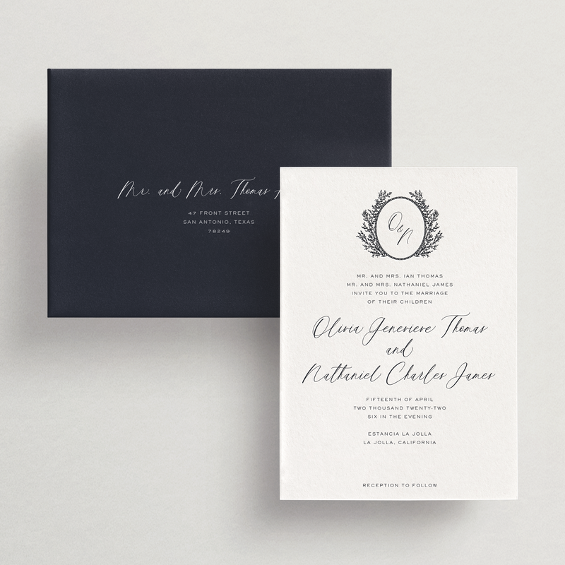 Invitation Card/Envelope - Choice of Monogram