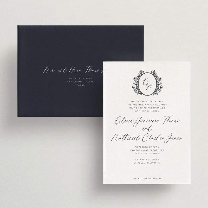 Invitation Card/Envelope - Siena Collection (Choice of Monogram)