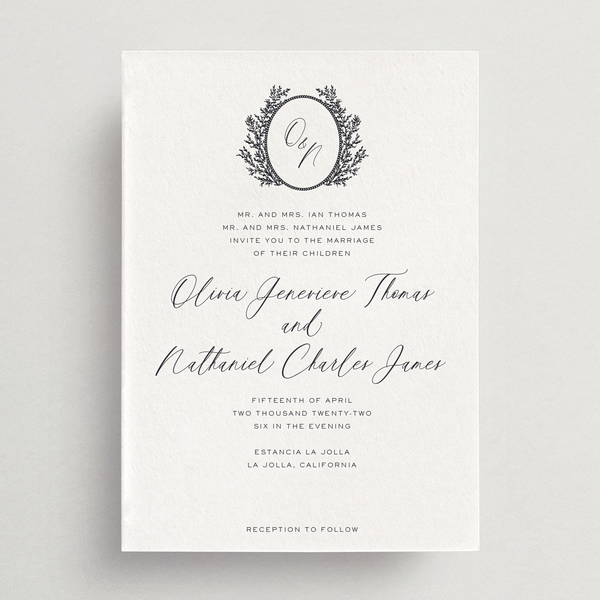 Invitation Card/Envelope - Choice of Monogram