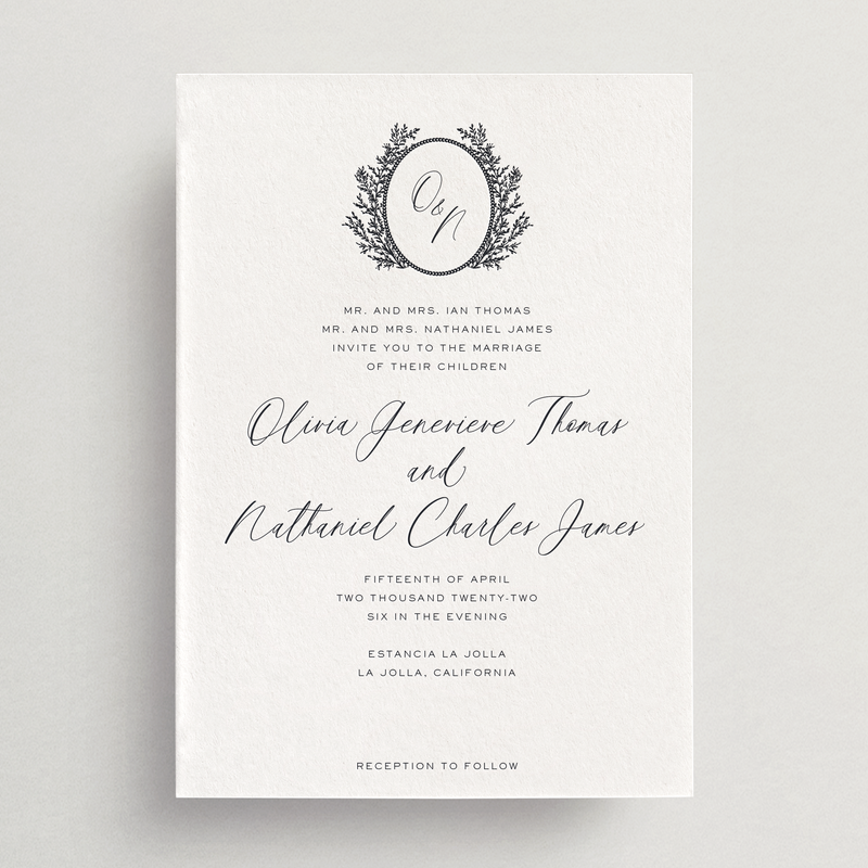 Invitation Card/Envelope - Choice of Monogram