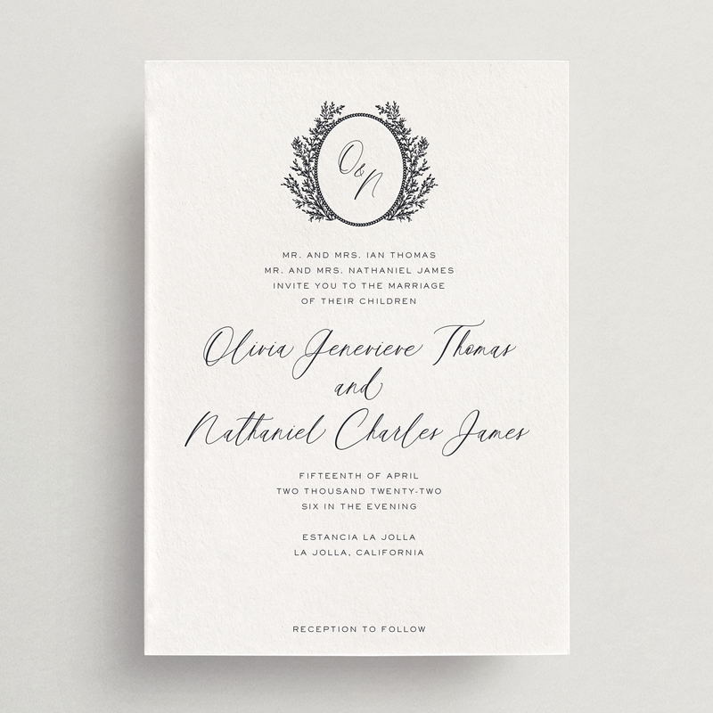 Invitation Card/Envelope - Siena Collection (Choice of Monogram)