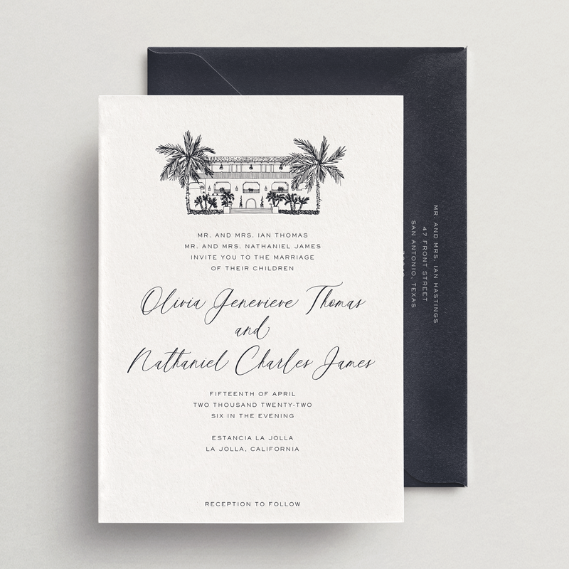 Invitation Card/Envelope - Custom Venue Illustration - Siena Collection