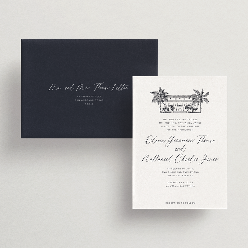 Invitation Card/Envelope - Custom Venue Illustration - Siena Collection