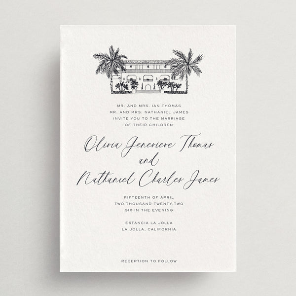 Invitation Card/Envelope - Custom Venue Illustration - Siena Collection