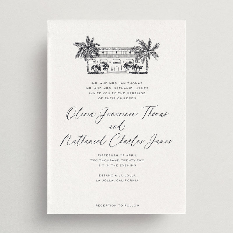 Invitation Card/Envelope - Custom Venue Illustration - Siena Collection