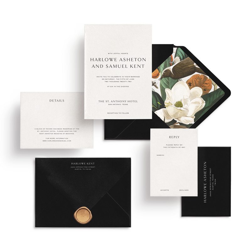 Curated 3 or 5-Piece Invitation Suite Set (Ithaca Collection - Classic Black)