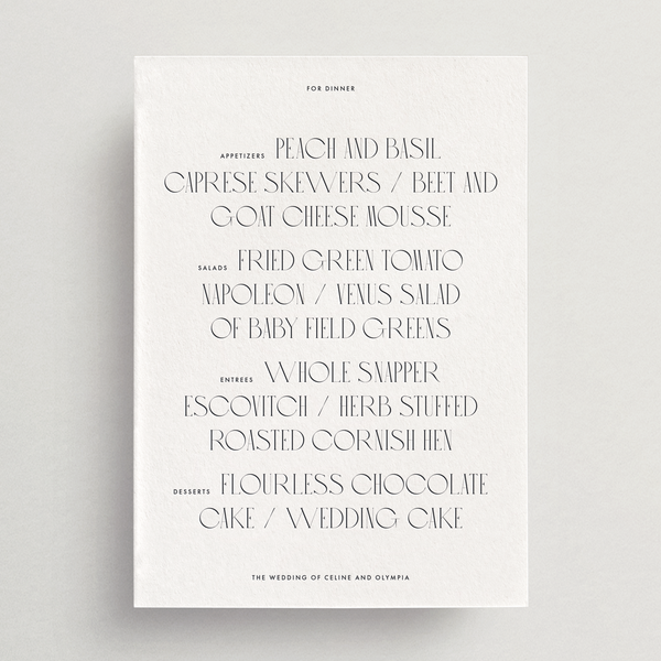 RUSH ORDER Menu Card - Tivoli Collection