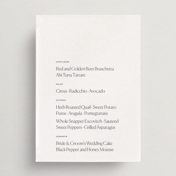 RUSH ORDER Menu Card - Palermo Collection