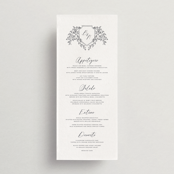 RUSH ORDER Menu Card - Siena Collection (Choice of Monogram)