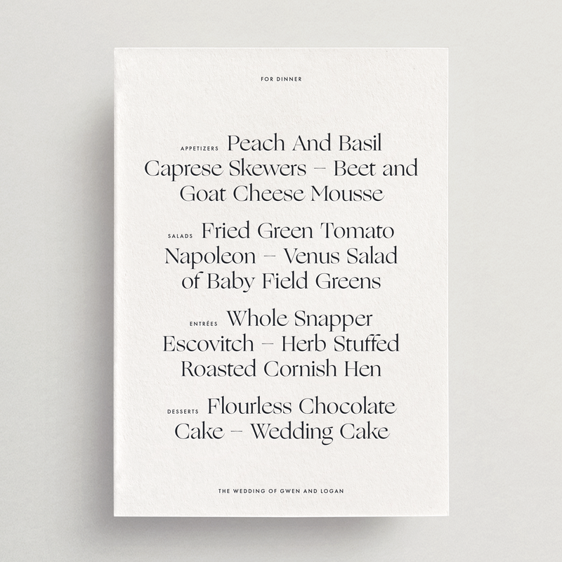 Menu Card - Capri Collection