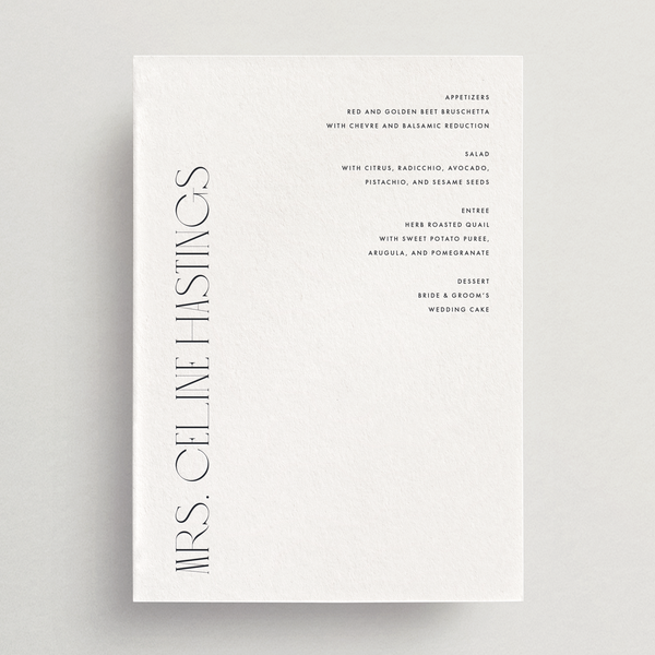 RUSH ORDER Menu/Place Card - Tivoli Collection